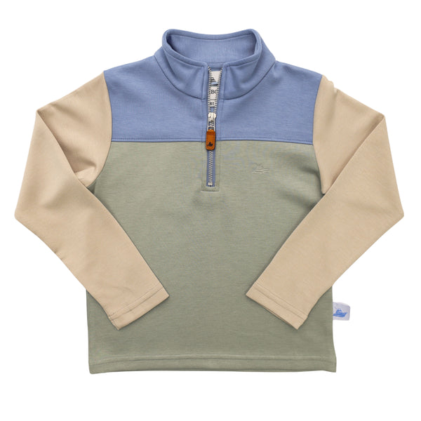 Color Block Pullover- Blue/Green/Khaki