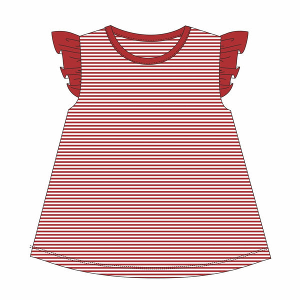 Olivia Flutter Top- Red Stripe