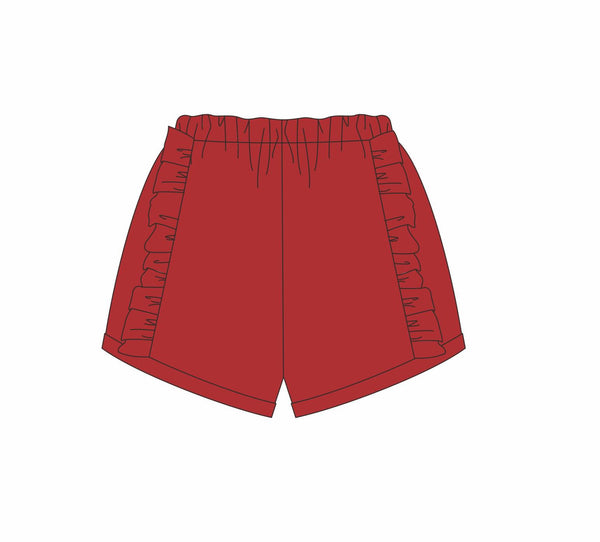 Ruffle Shorts- Red