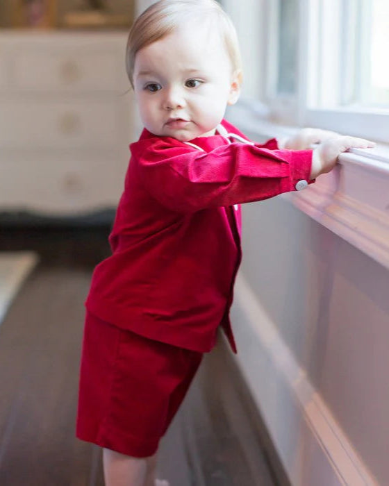 Red Corduroy- Dressy Short Set