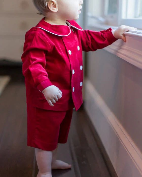 Red Corduroy- Dressy Short Set