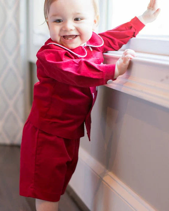 Red Corduroy- Dressy Short Set