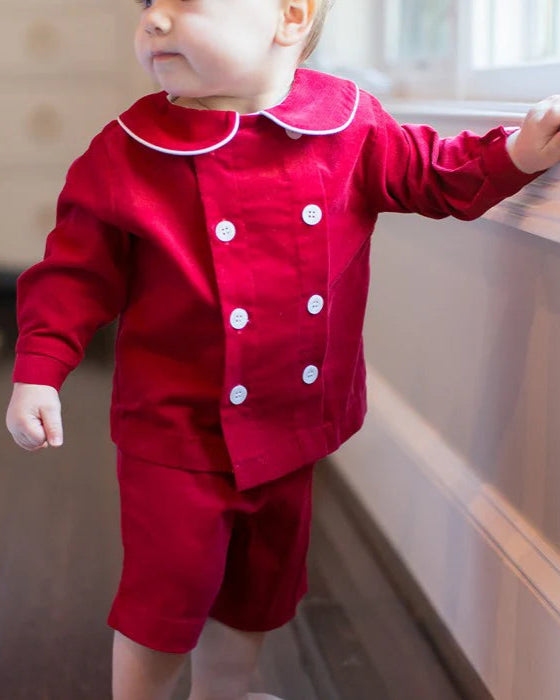Red Corduroy- Dressy Short Set
