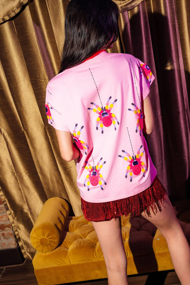 Pink Scattered Spider Tee- Women's – Smock Candy