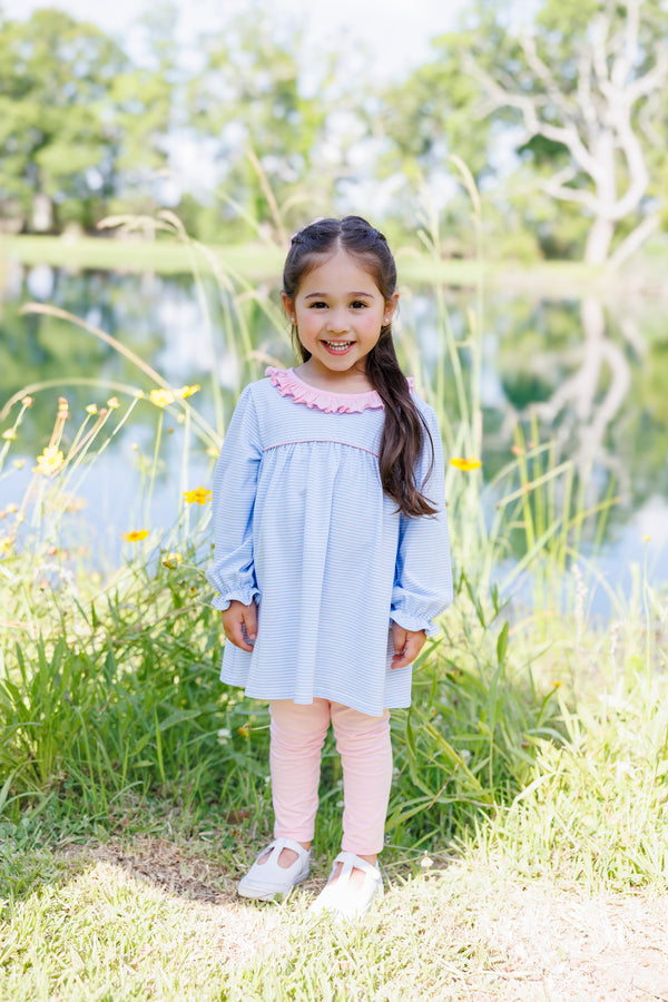 Audrey Pant Set - Light Blue Stripe/Pink