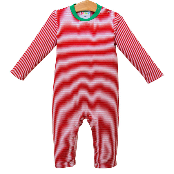 Thomas Romper- Red Stripe & Green