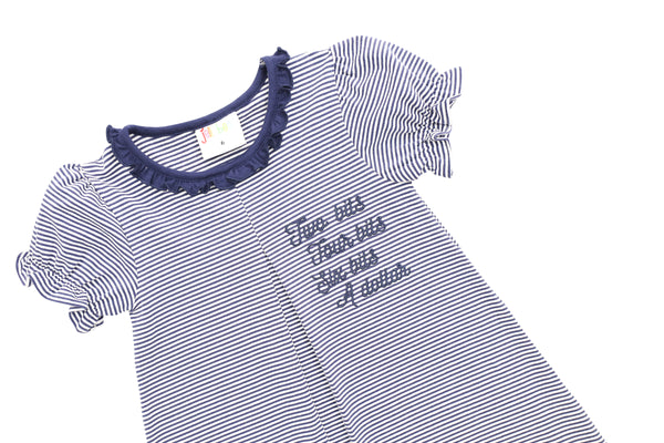 Stand Up and Holler Pleat Dress- Navy Stripe