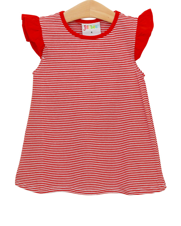 Olivia Flutter Top- Red Stripe