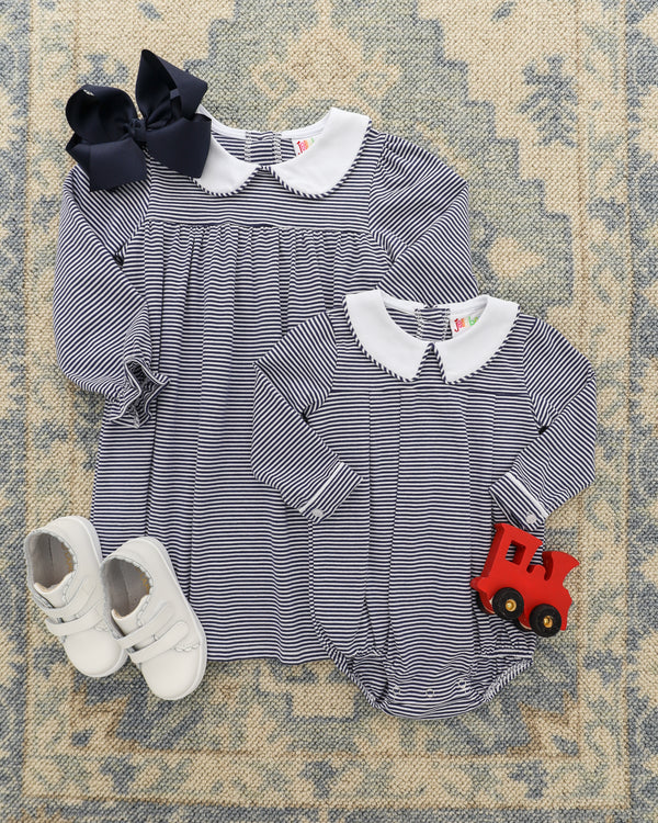 Lottie Dress - Navy Stripe