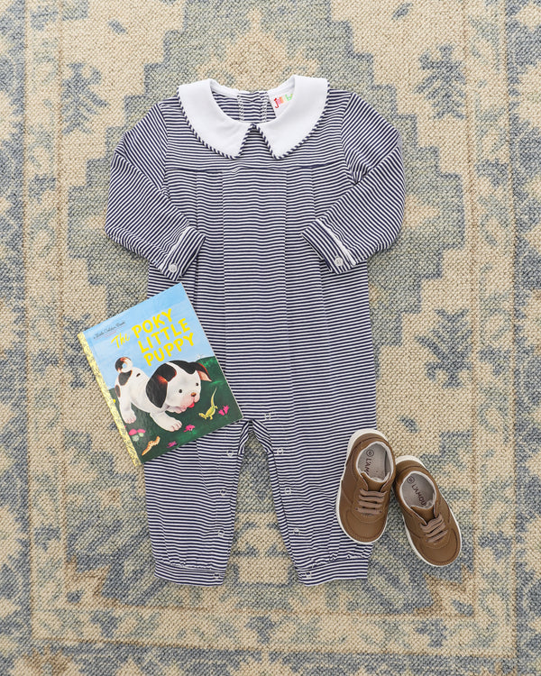 Henry Romper - Navy Stripe