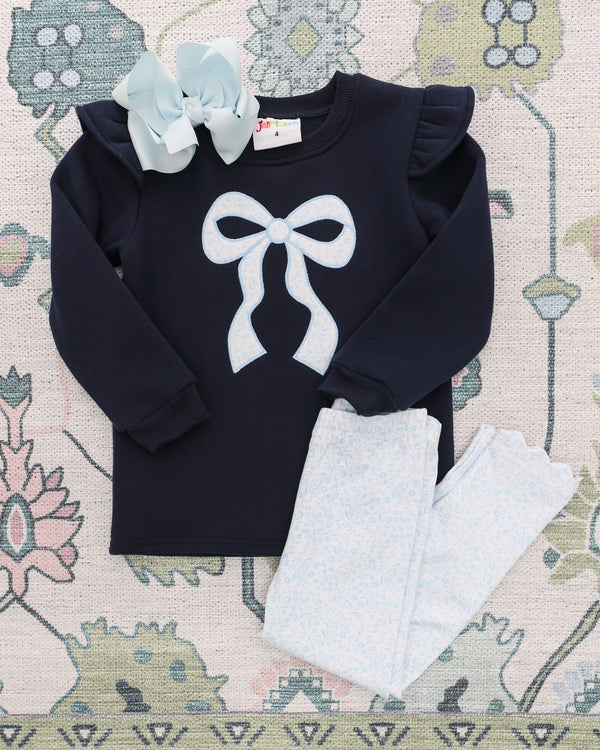 Blue Blooms Ruffle Sweatshirt Set