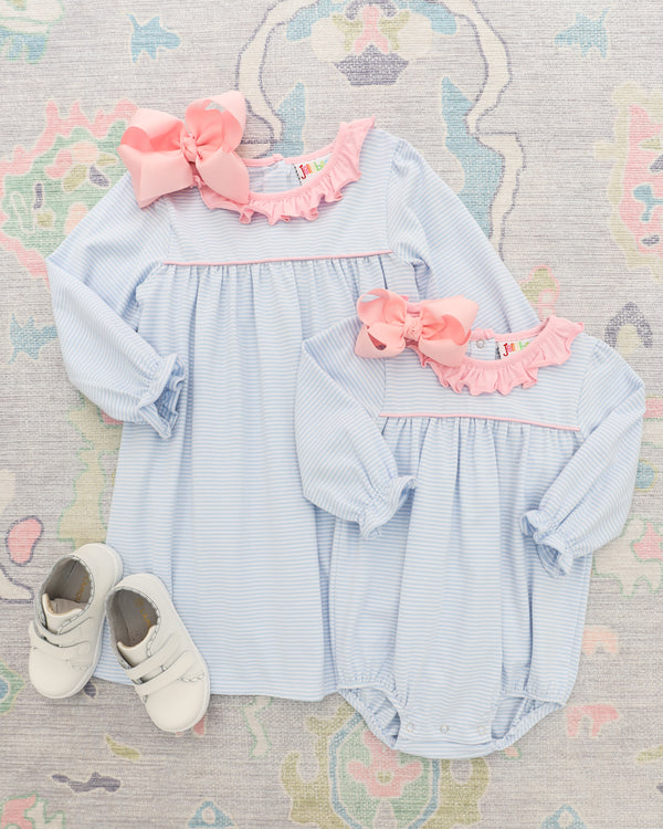 Audrey Dress - Light Blue Stripe/Pink