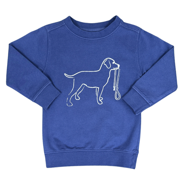 Navy Dog With Leash Sweatshirt