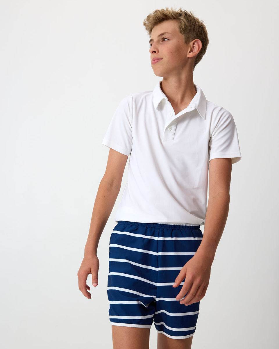 Red With White Piping Retro Super Short