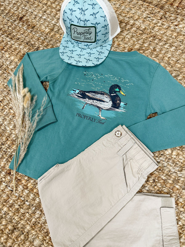 Swimming Mallard LS- Marine Green