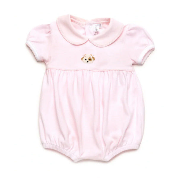 Spotted Puppy Pima Bubble- Lt. Pink Mini Stripe