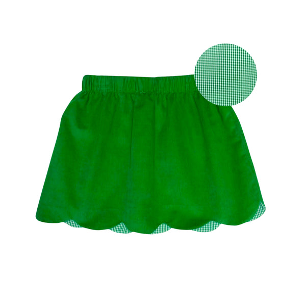 Reversible Kendall Skirt- Christmas Green Cord