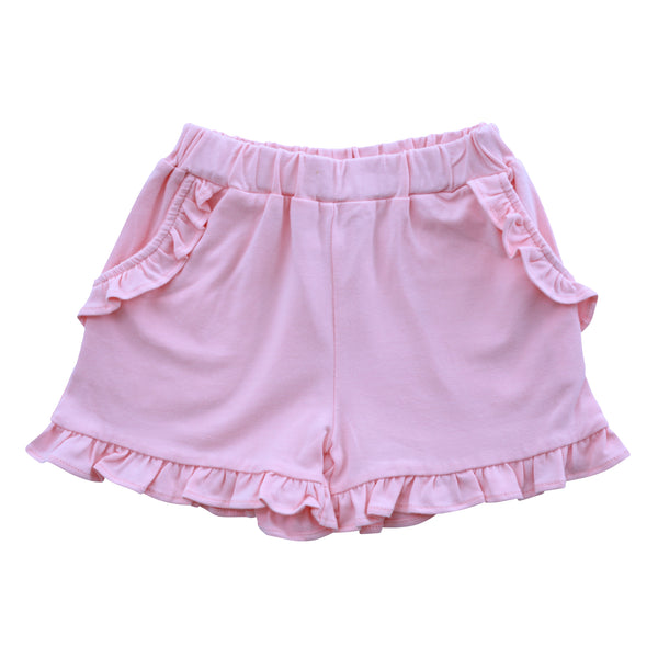 Knit Ruffle Shorts- Light Pink