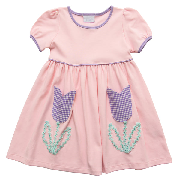 Tulip Pocket Dress- Light Pink/Lavender