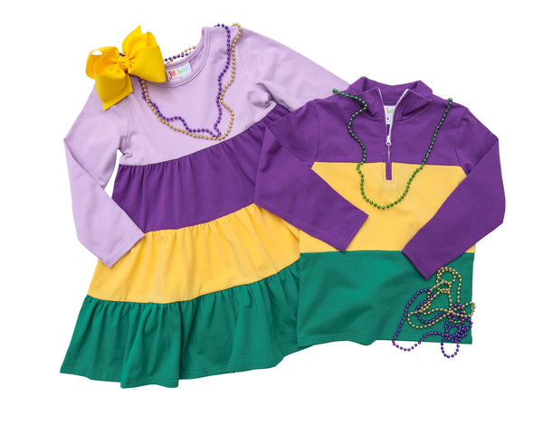 Mardi Gras Colorblock Twirl Dress