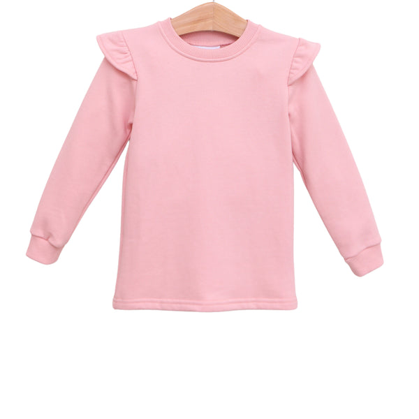 French Terry Flutter Pullover- Pink