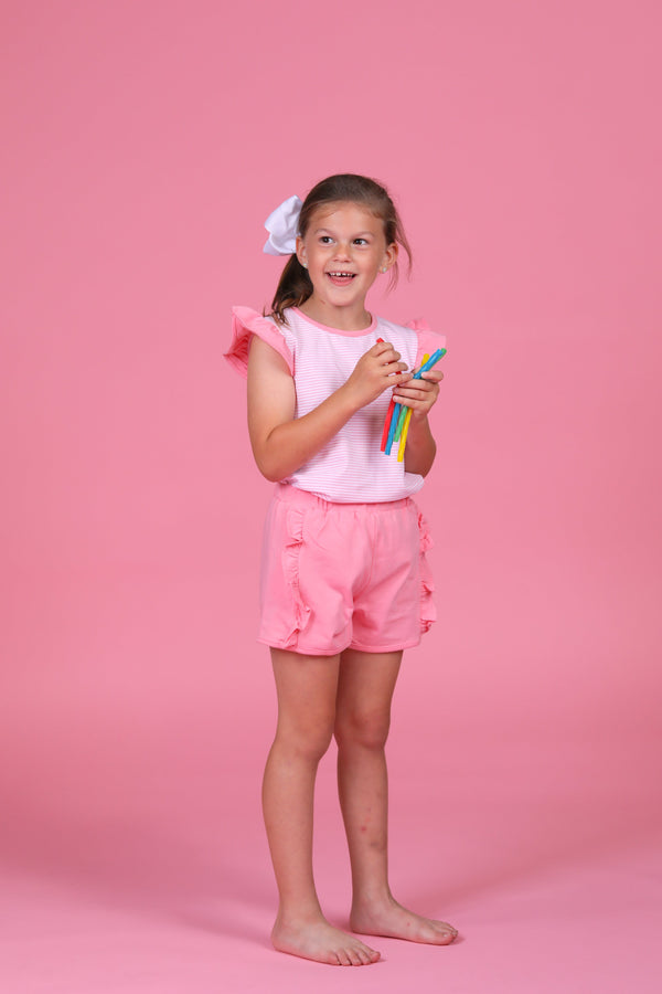Ruffle Shorts- Pink