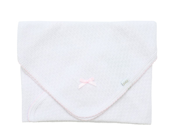 Receiving Blanket W/Bow- Pink