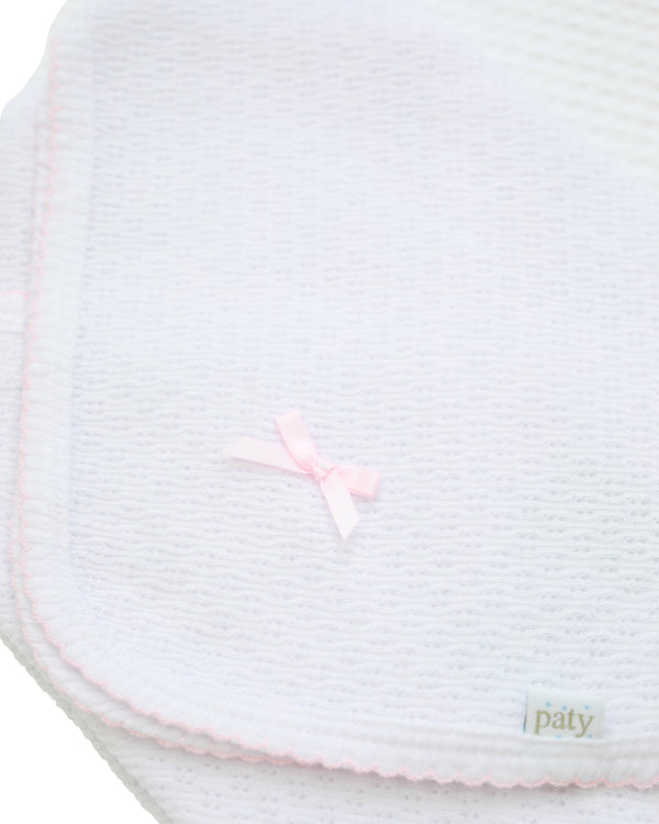 Receiving Blanket W/Bow- Pink
