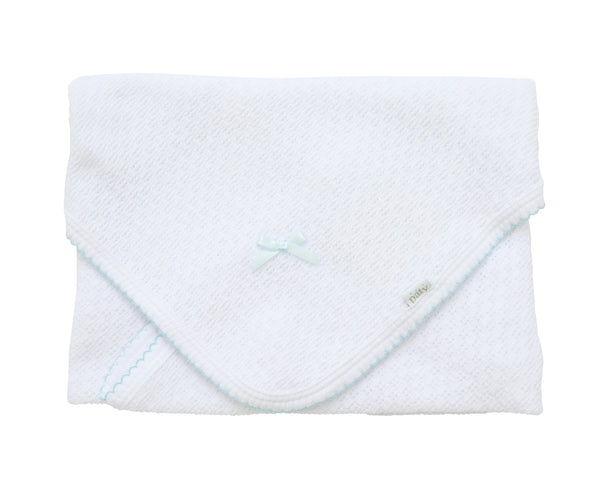 Receiving Blanket W/Bow- Blue