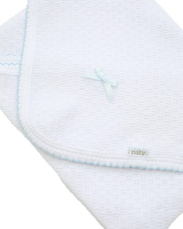 Receiving Blanket W/Bow- Blue