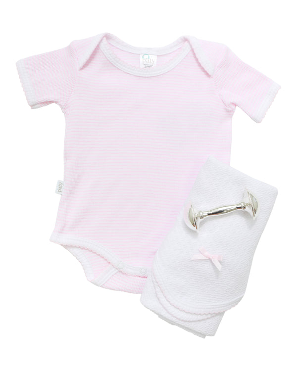 Receiving Blanket W/Bow- Pink