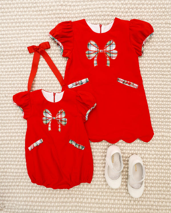 Christmas Plaid Claira Bow Dress