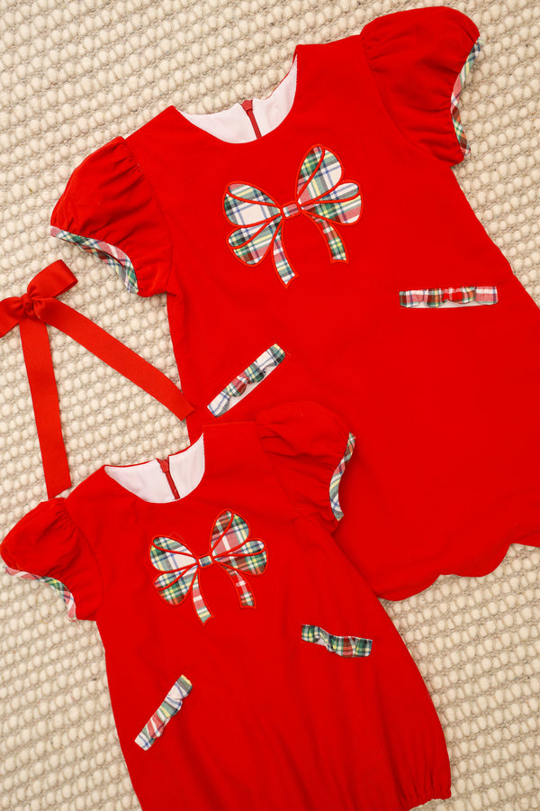 Christmas Plaid Claira Bow Dress