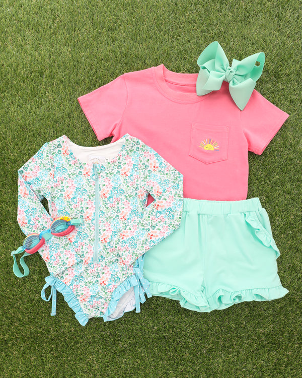 Knit Ruffle Shorts- Mint