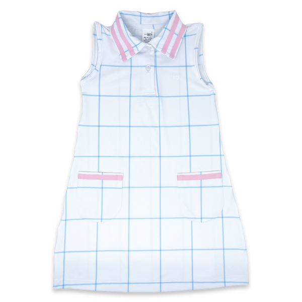 Serena Dress - Blue Windowpane