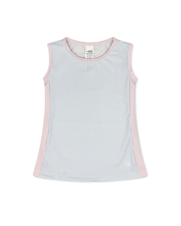 Maddy Tank- Cotton Candy Blue, Cotton Candy Pink Mini Stripe