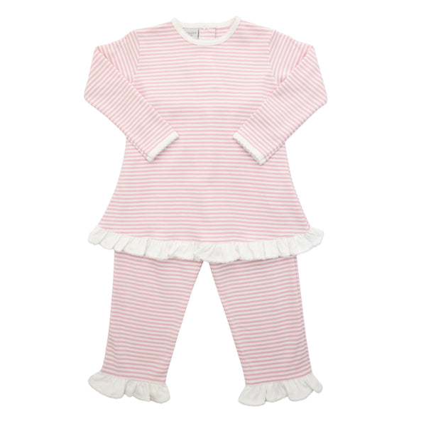 Pink Stripe Ruffle L/S Pant Set
