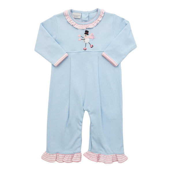 Snowman Skating Ruffle L/S Romper
