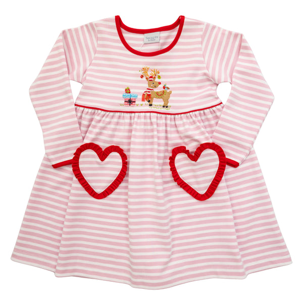 Festive Fawn L/S Ruffle Dress