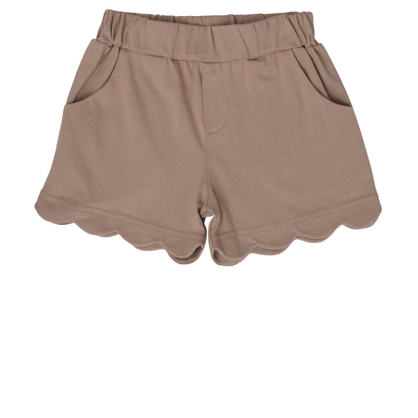 Scalloped Pocket Shorts- Khaki