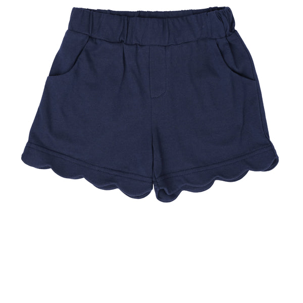 Scalloped Pocket Shorts- Navy