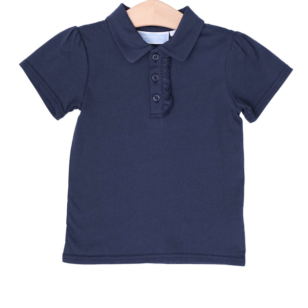 Ruffle Polo- Navy