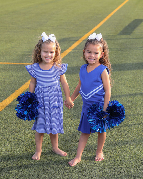 Lucy Game Day Dress- Royal Blue Stripe