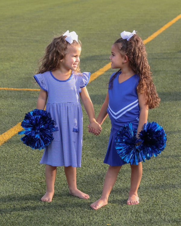 Lucy Game Day Dress- Royal Blue Stripe