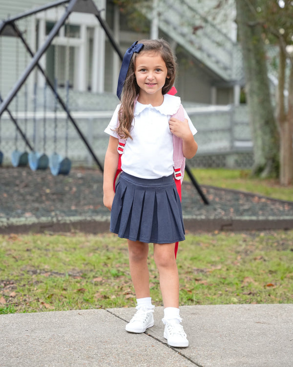 Pleat Skort- Navy