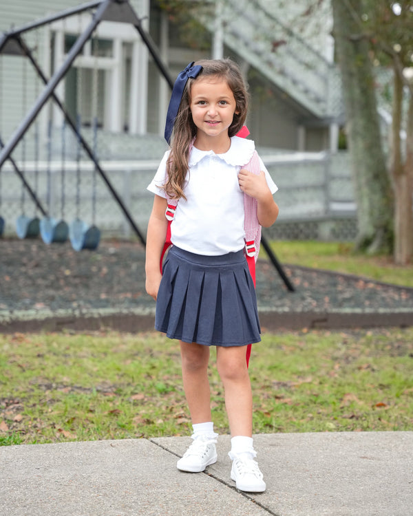 Ruffle Collar Polo- White