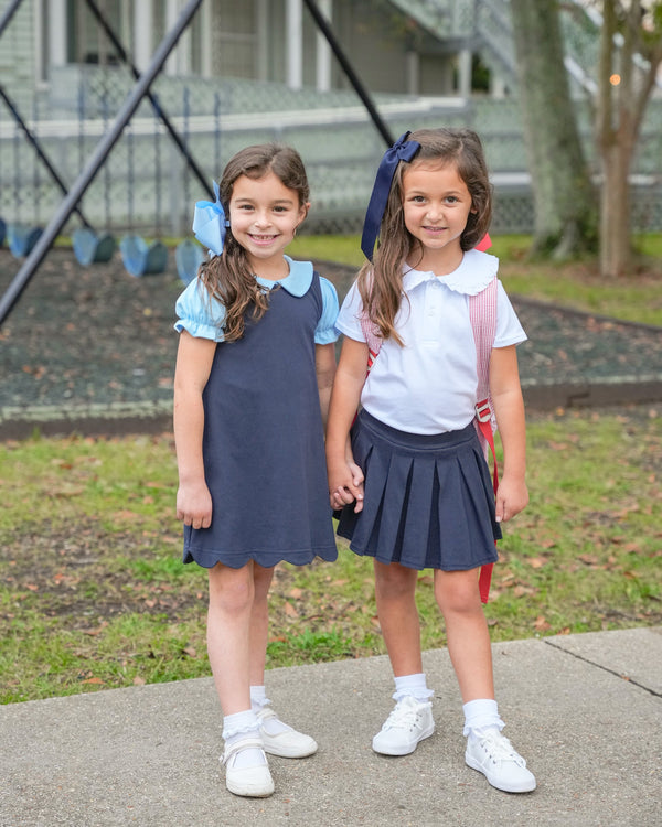 Ruffle Collar Polo- White