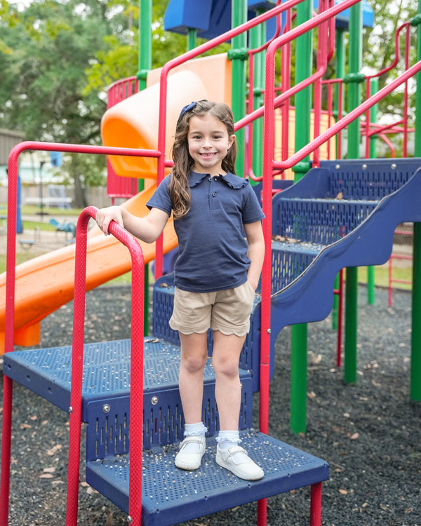Scalloped Pocket Shorts- Khaki