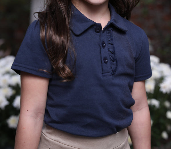 Ruffle Polo- Navy