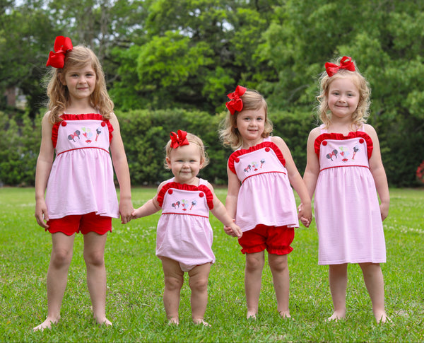 Mouse Embroidery Ruffle Sunsuit